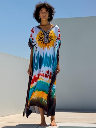 Image of NFVNKJ Women's Plus Size Beach Lounge Kaftan Maxi Dress Swimsuit Coverup for Women