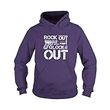 Unisex Rock Out with Your Glo-ck Out T-Shirt Hoodie (Purple, Large)