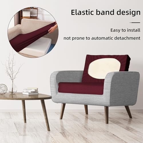Image of 8Pcs Stretch Patio Cushion Covers,Outdoor Couch Covers Replacement,Outdoor Couch & Sofa Slipcovers,for Patio Furniture Cushion Covers,Washable Reusable Furniture Protector (Wine red,Cover Only)