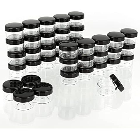 ZEJIA 5 Gram Sample Containers with Lids, 100PCS Mini Makeup Containers, Empty Plastic Travel Cosmetic Containers with Labels Cover