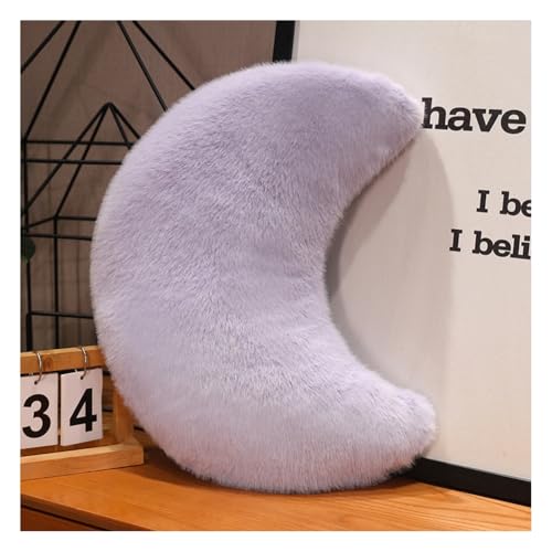 Wisafory Cojín de peluche para niños, diseño de estrella, luna, corazón, mullido, suave, cojín cervical, cojín decorativo para habitación de los niños, dormitorio, decoración, regalos, luna violeta,