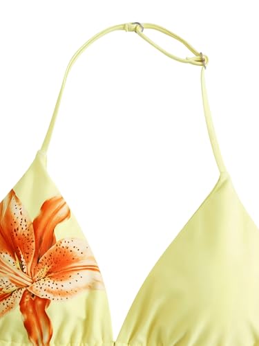 Image of RoseSeek Girl's 2 Piece Swimsuits Floral Gingham Halter Triangle Wireless Bikini Bathing Suit