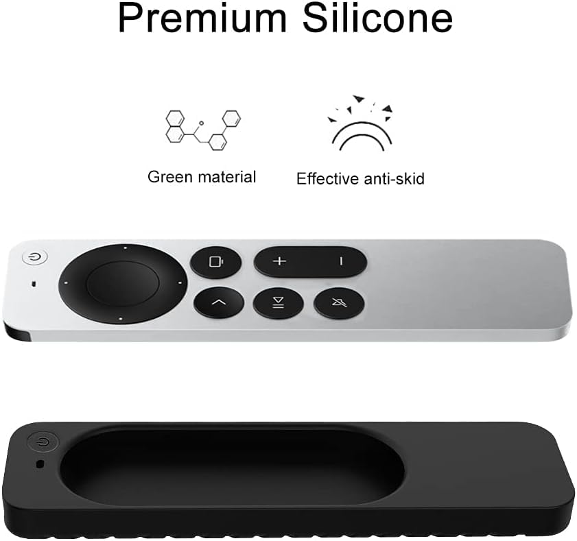 USTIYA Remote Case for Apple TV 4K (2 gen 2021/3rd Gen 2022)/Siri Remote (3rd Generation) Silicone Protective Cover,Hanging Rope Accessories Funda (Black)
