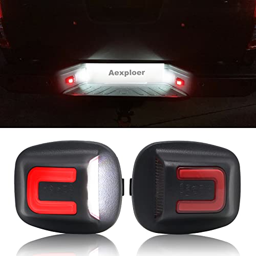 Aexploer LED License Plate Tag Lights Replacement Compatible with Frontier 1998-2004,for Xterra 1994-2004, White Red LED Tag Lights Assemblies