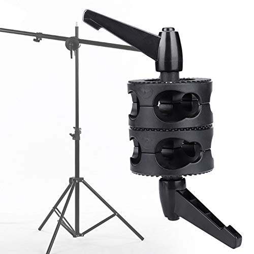 Dual Head Grip Swivel Clamp Head Holder Bracket Dual Wheel Reflector Bracket Support Rotator Light Stand Adapter Photography Accessory