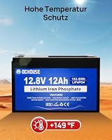 DCHOUSE 12V 12Ah LiFePO4 Batterie, Kabelbaumanschluss und DC Anschluss – Ansicht 7