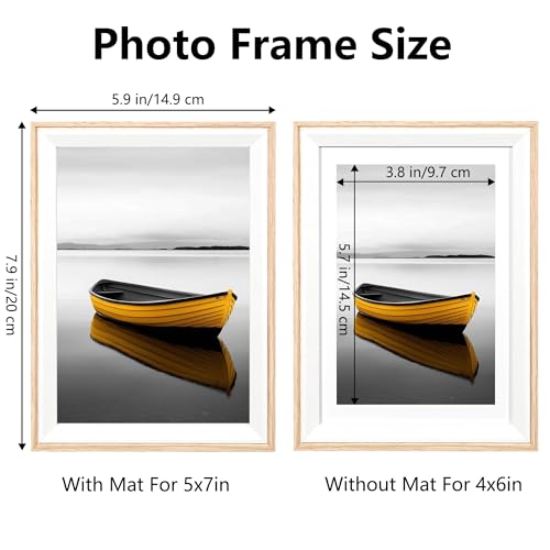 Baoee 13x18cm Eiche weiß Zweifarbiger Bilderrahmen mit 10x15cm Passepartout,Fotorahmen mit Acrylglas,Picture Frame für Fotos, Bilder, Poster