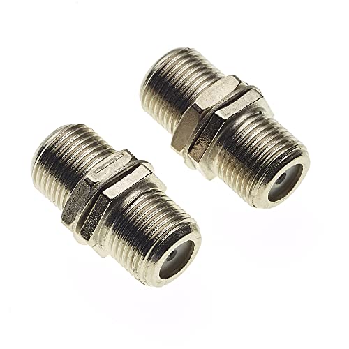 Keple RF Coaxial Cable Coupler, Pack of 2, F Type Socket To F Type Socket Adapter, Female Barrel Zinc Body Connectors