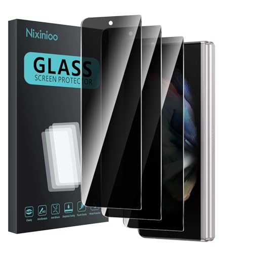 Nixinioo 3 Pack Privacy Screen Protector for Samsung Galaxy Z Fold 3 Anti Spy Tempered Glass 9H Hardness Black Protector Anti Spy Bubble Free Anti-Scratch