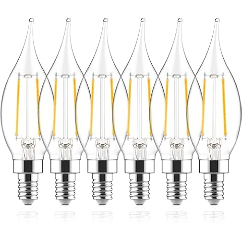 Sengled E12 LED Candelabra Bulb 60W Equivalent Dimmable LED Chandelier Light Bulbs 5W 2700K Soft White 450LM B10 Flame Tip Vintage LED Filament Candle Bulb with Decorative E12 Candelabra Base, 6 Pack Cover
