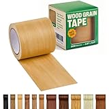 Wood Grain Repair Tape - Self Adhesive Brown Wood Colored Tape for Furniture Repair | Peel & Stick Veneer Strips Trim, Woodgrain Duct Tape for Furniture, Vinyl Floor, Door Patch Kit (Classic Maple)