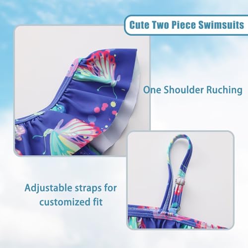 Image of Girls Two Piece Tankini Swimsuits Tie Dye Bathing Suit for Kids One Shoulder Swimwear 3-16 Years