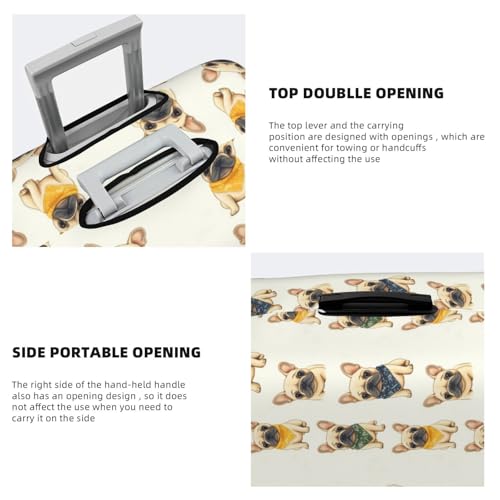 Luggage Cover Protector - Cute Scarf Pug Dog Print Fit 25-28 Inch Suitcase Covers for Luggage4
