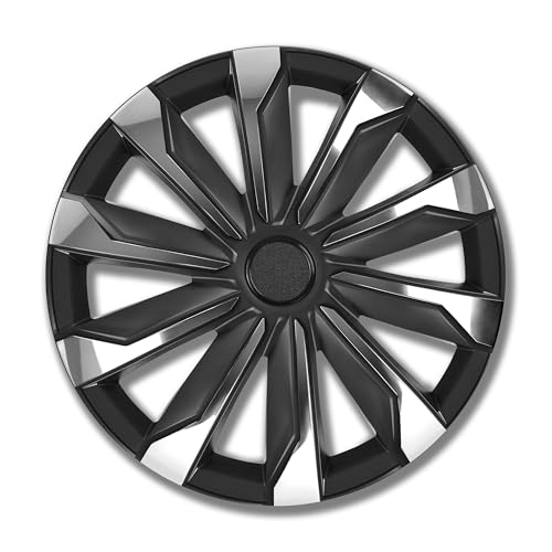PETEX 17 Zoll Radzierblenden/Radkappen, 4 Stück, Auto, KFZ - Typhoon, ABS Kunststoff in schwarz/Silber