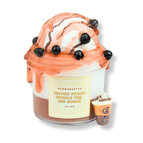 Brown Sugar Bubble Tea Ice Cream Slime (SCENTED) | Handmade Slime | Hippocampe Slimes (4OZ)