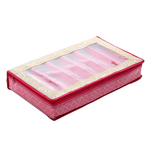 Image of Kuber Industries Brocade Hardboard 2 Pieces Six Rod Bangle Box (Pink) - CTKTC42031