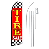 NEOPlex - 'Tire Sale' Complete Flag Kit - Includes 12' Swooper Feather Business Flag with 15-Foot Anodized Aluminum Flagpole and Ground Spike