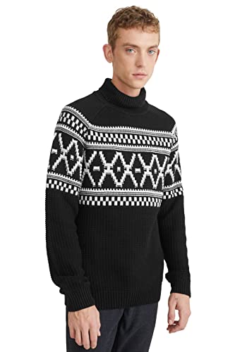 C&A Herren Pullover Rollkragen Norwegermuster schwarz 2XL