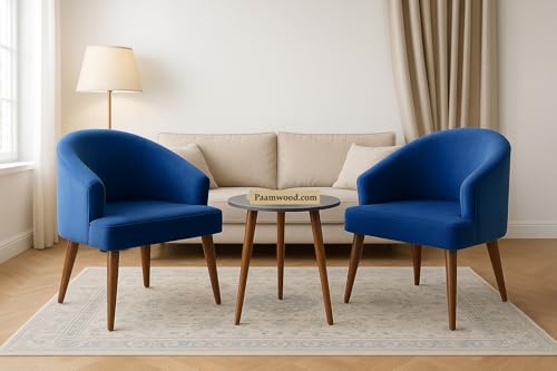 Image of Premium Sheesham Wood Accent Chair, Velvet Upholstery, 58.4 x 44.5 x 76.2 cm (Blue)