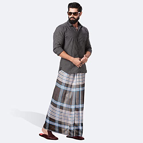 AnNafi® Dhoti/Sarong Coverups/Wrap For Men | 100% Cotton Indian Traditional Lungi Checked Design Dress | Long Sarong Cover Ups For The Beach | 3 Handloom Piece Combo Pack Comfortable2