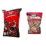 Jealous Devil All Natural Hardwood Lump Charcoal - 35LB & Weber Cherry Chunks, 350 cu. in. (0.006 Cubic Meter), 4 lb, Natural Wood Color