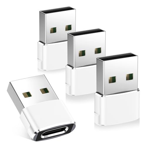 Basesailor Adaptador USB a USB C 4Pack,USB C Hembra a USB Macho Tipo C Female to A Male Adapter Cable Cargador para iPhone 17 16 15 14,Apple Watch 9 10,iPad Mini 6 7 Air 5,CarPlay,Samsung S25 S24 S23