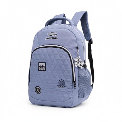 Mochila Mormaii Casual em Jeans, Compartimento para Notebook, Linha Sport Reforçada (Azul)