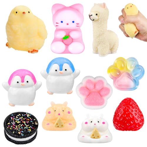 11 Stück Taba Squishy Stress Relief Sensorische Spielzeug Katzenpfote Stress Relief Spielzeug Tier Squishy Set Weiche Squeeze Sensorische Fidget Zubehör für Angst und Fokus Kinder Erwachsene