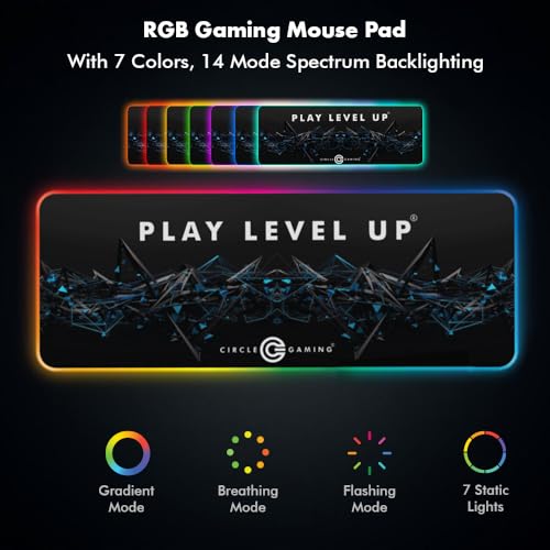 Image of Circle Rapid X1 RGB Gaming Mousepad - Large 80x30cm Extended Mousepad | 7 LED Modes, Non-Slip Rubber Base, Waterproof, 4mm Thick