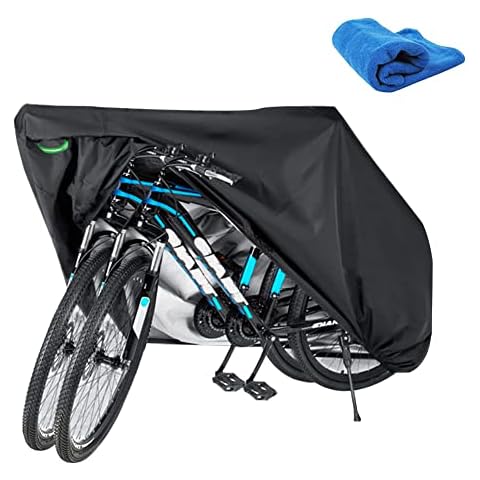 Bike Cover, Bicycle Covers Outdoor Storage Waterproof for 2 Bikes, 79x30x43" 210D Oxford Bike Tarp with Towel & Storage Bag Cover