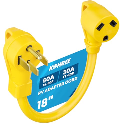 KOHREE 50 Amp to 30 Amp RV Adapter 18", Heavy Duty RV Dogbon...