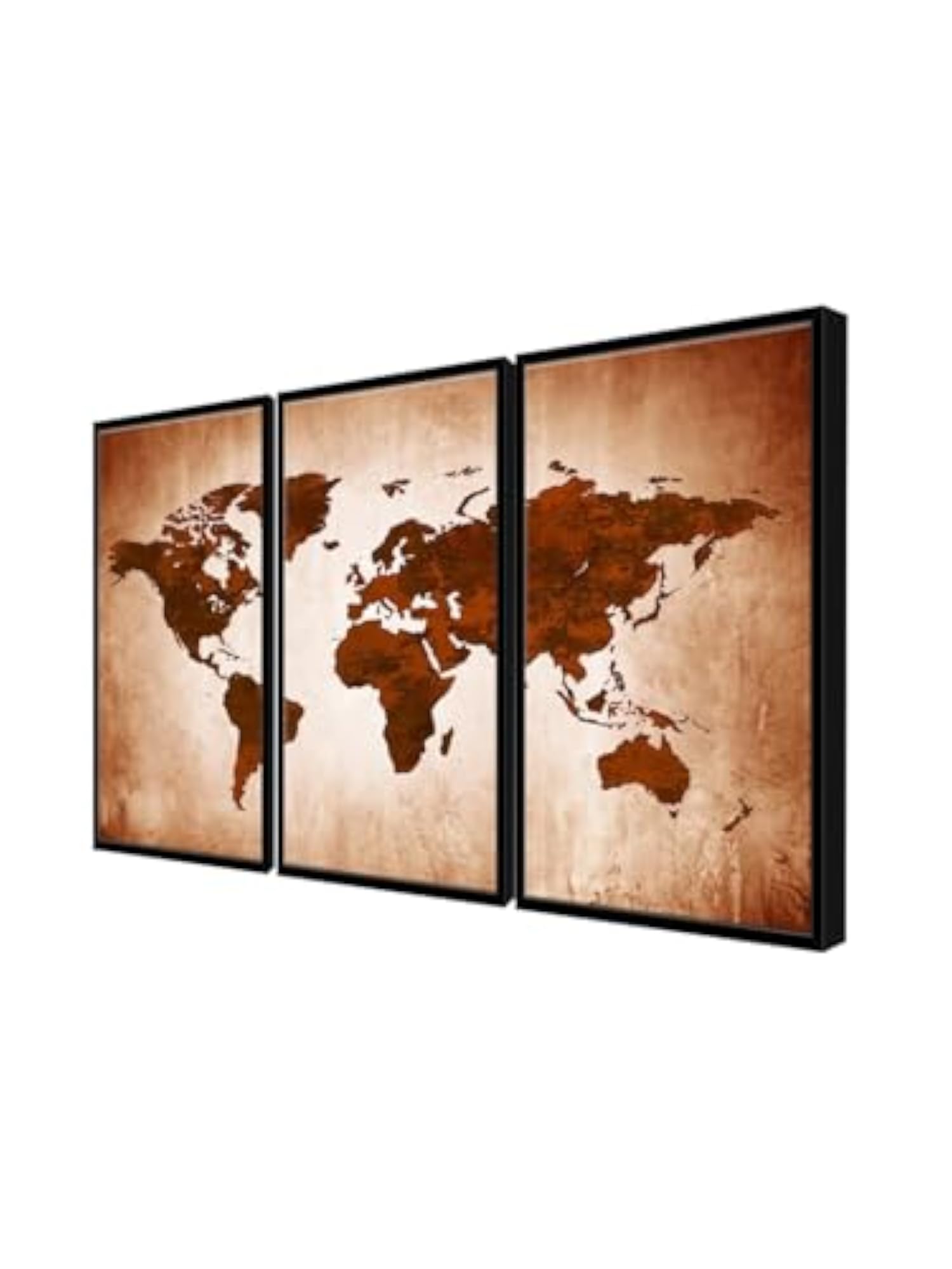 Floating Frame Wooden World Map Wall Decor
