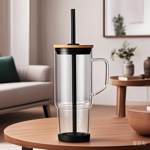 ALINK Glass Bedside Water Carafe with Lid and Glass Cups Set