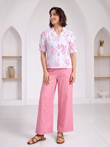 Image of TOPLOT Printing Cotton Crop-Tops Set for Woman || Co ord Set for Women Stylish (5248)