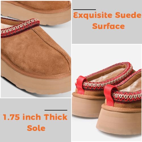 Image of Platform Slippers Mini Boots for Women Fleece Lined Snow Boots Anti-Slip Snow Platform Slippers for Women Winter Outdoor