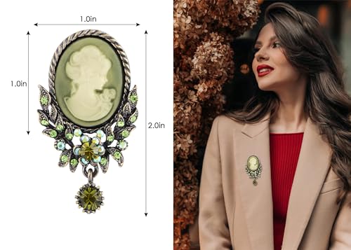 Image of Alilang Vintage Inspired Crystal Rhinestone Victorian Lady Cameo Brooch Pin Maiden Flower Pendant