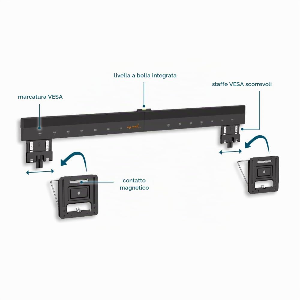 Mywall HE7-2L - Supporto da Parete per TV a Schermo Piatto 43-100", Carico Fino a 75 kg, Universale per Ultra Sottile, 9,5 mm