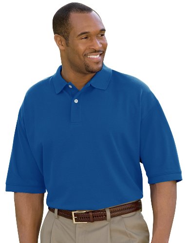 Harbor Bay by DXL Men's Big and Tall Piqué Polo Shirt, Tango Red Heather