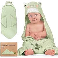 KeaBabies Hooded Baby Towel for Newborn - Viscose Derived from Bamboo Large Baby Bath Towels with Hood for Boys, Girls, Toddler, Extra Absorbent & Soft Newborn Bath Essentials (Frog, Regular)