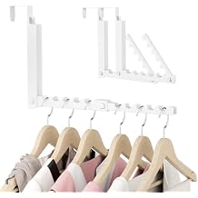 BAKON Over The Door Hooks, Small Space Double Folding Portable Over The Door Drying Rack for Laundry, Bathroom, Bedroom, Travel Storage and Drying 2Pack, White