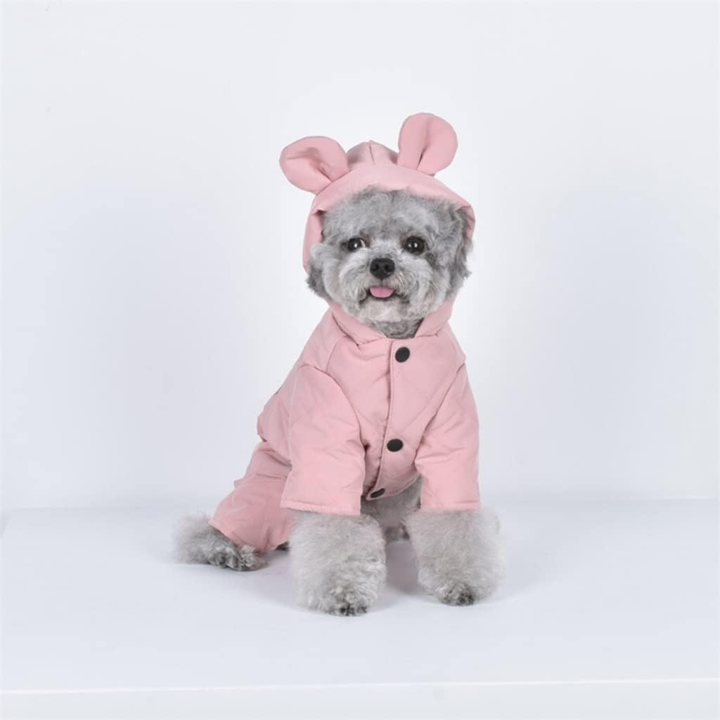 Pet Dog Jumpsuit Clothes Winter Warm Pet Four Legged Hoodies Clothing for Small Medium Dogs Pet Chihuahua French Bulldog Apparel (Pink S code)