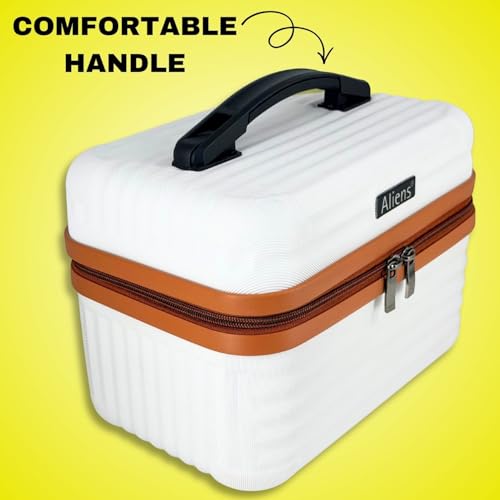 Image of Aliensware ABS Hard Shell Vanity Bag, Makeup Cosmetic Case Suitcase Organizer Box for Skincare, Jewellery,Clothes,Lipsticks,Nail Polishes,Perfume & Beauty Storage,Portable Travel Luggage for Women-BRW