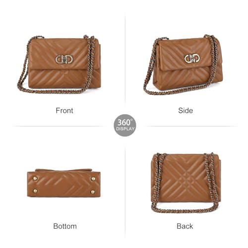 Image of Designer Quilted Purse, Convertible Crossbody Shoulder Bags Women | Vegan Leather, 2.5L Capacity, Fits iPad mini /Kindle /Long wallet, Versatile for Casual /Dressy Outfit /Office /Everyday Use