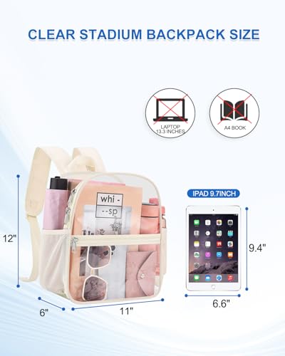 Image of Clear Backpack for Stadium Events, 12x12x6 Small Clear Plastic bag with Reinforced Straps for Game Security Festival Concert