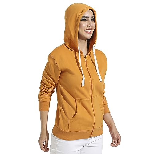 Image of PINACOLADA Women's Zip-Front Hoodie with Angled Open Pockets for Casual Wear | Hooded Neck | Long Sleeve | Zipper Closure | Cotton Sweatshirt Crafted with Comfort Fit for Everyday Wear
