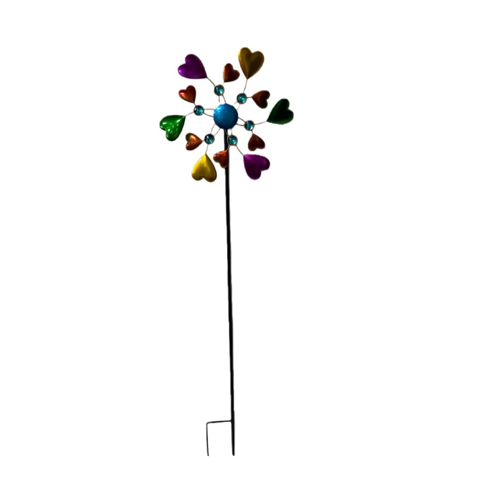 Ekoama Elegant Heart Shaped Windmill Featuring Floral Design For Outdoor Garden Enhancement Constructed From Strong Iron