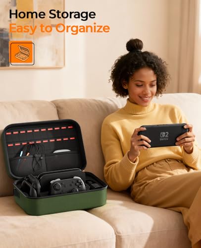Image of COOWPS Switch 2 Case Bundle for Nintendo Switch 2, with 2-Pack Screen Protector, 6Pcs Thumb Grips, 20 Game Card Slots, Portable Travel Full Protection All In One Storage Case for Switch 2 Accessories
