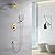 sumerain Brushed Gold Shower Faucet System with high pressure 8 Inches rain shower head and brass hand shower, Rough-In Valve Body and Trim Included