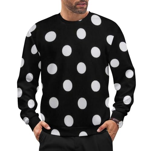 Black & White Big Dot Print Loose Fitting Pullover Sweater Soft, Warm, and Comfortable