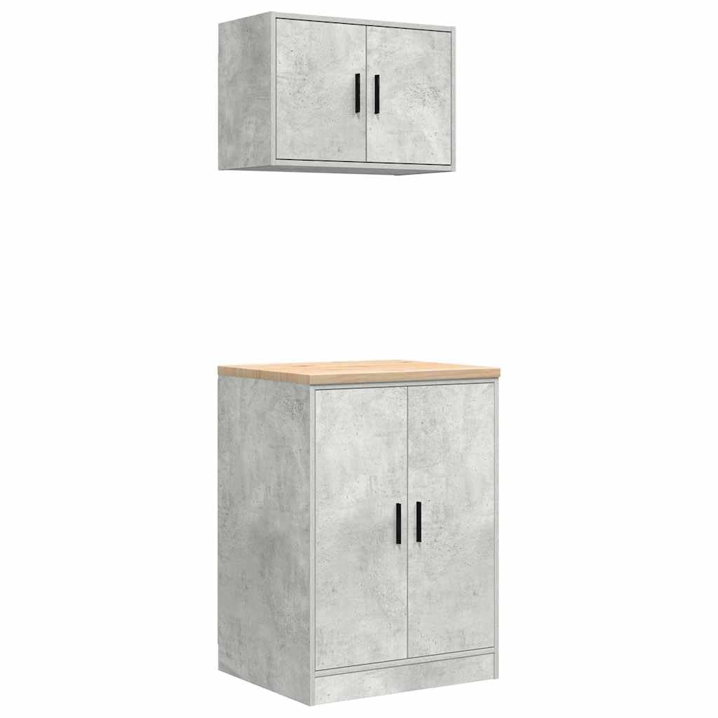 Generisch Garagenschränke 2 STK. Betongrau Holzwerkstoff,Wirtschaft Industrie,Gewerbliche Lagerung,Industrieschränke-3328308